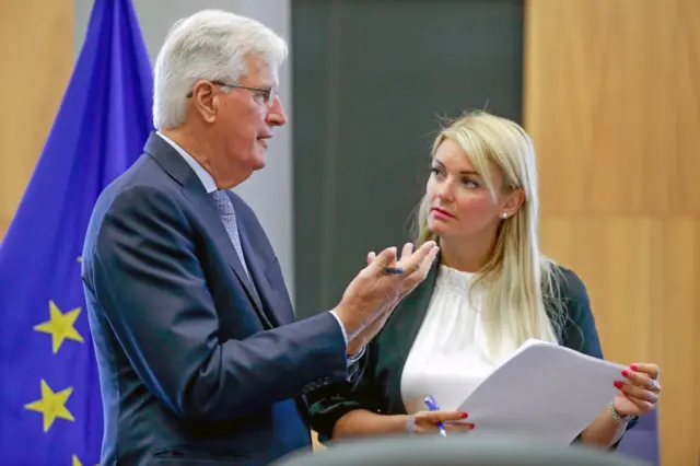 Chief spokeswoman of the European Commission, Mina Andreeva, with the EU's chief Brexit negotiator Michel Barnier