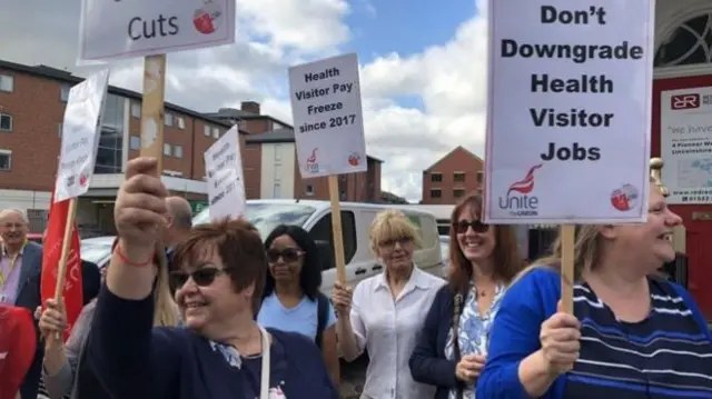 Health visitors on strike