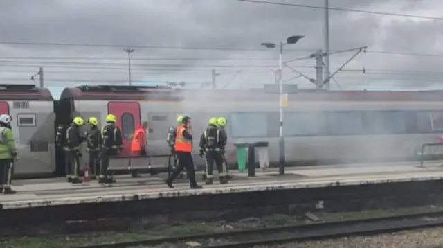 Train fire Doncaster