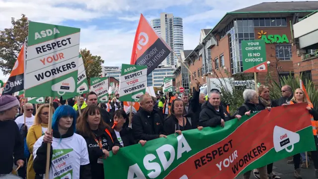 Workers marching