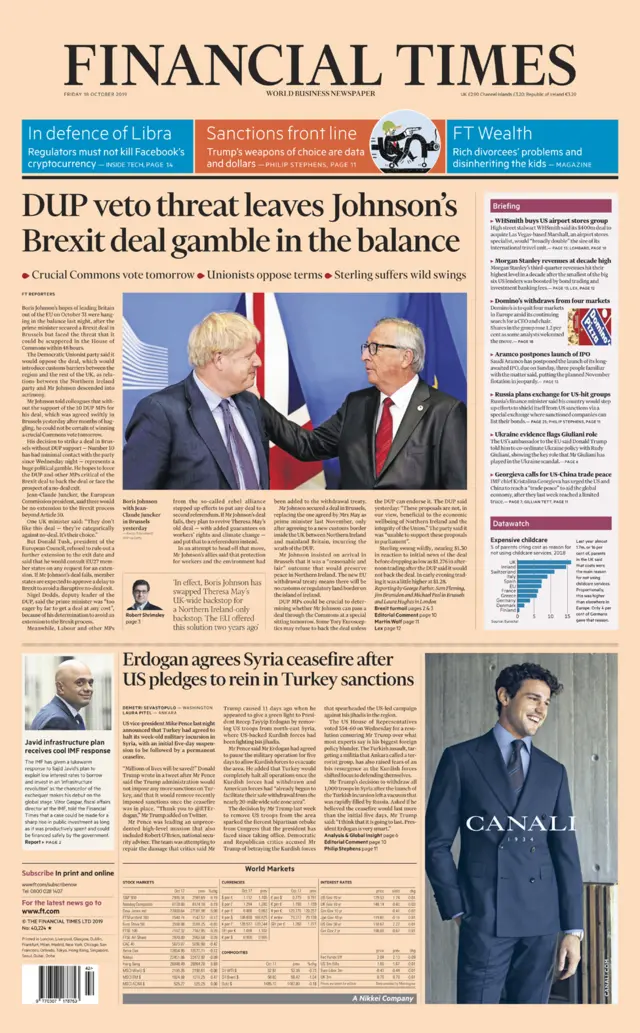 Financial Times front page for 18/10/19