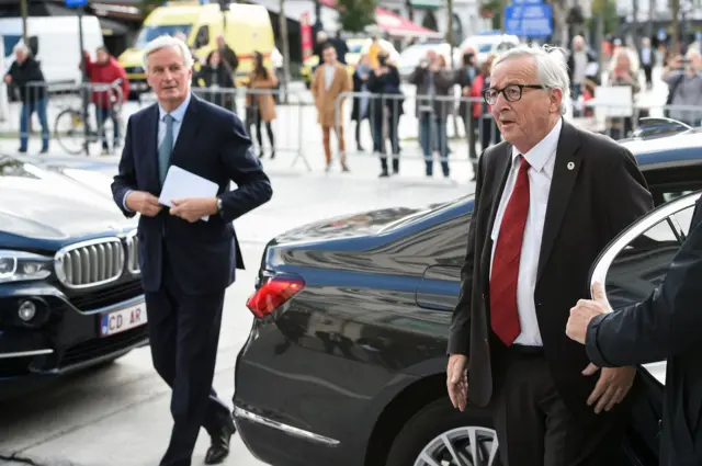 EU chief negotiator Michel Barnier and Jean-Claude Juncker