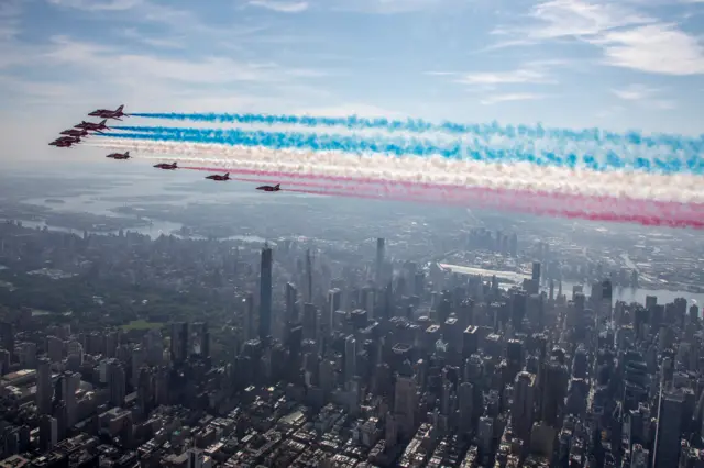 Red Arrows fly over New York