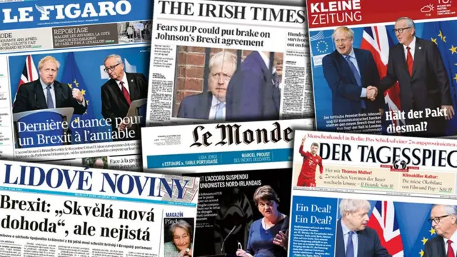 Front pages of several European newspapers