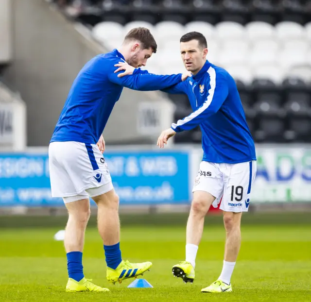 St Johnstone's Jason Holt and Anthony Ralston