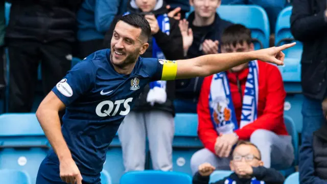 Gary Dicker celebrates his goal