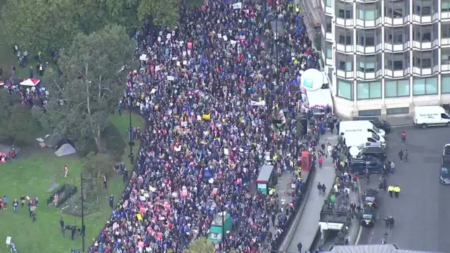 The march moves from Park Lane to Westminster