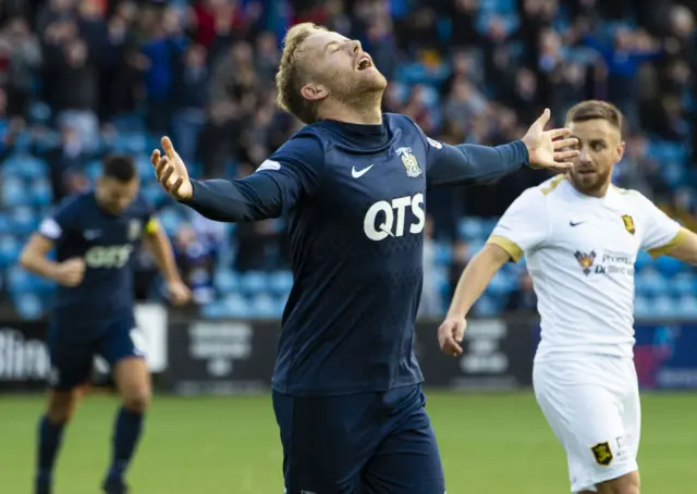 Rory McKenzie celebrates making it 2-0 to Kilmarnock