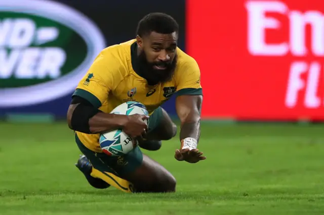 Australia's Marika Koroibete scores their first try