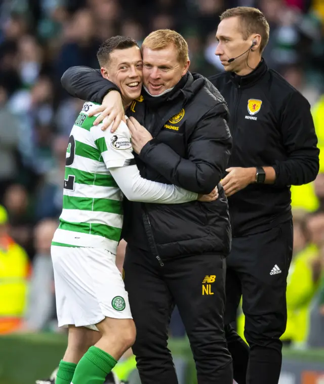 Celtic's Callum McGregor and Neil Lennon celebrate