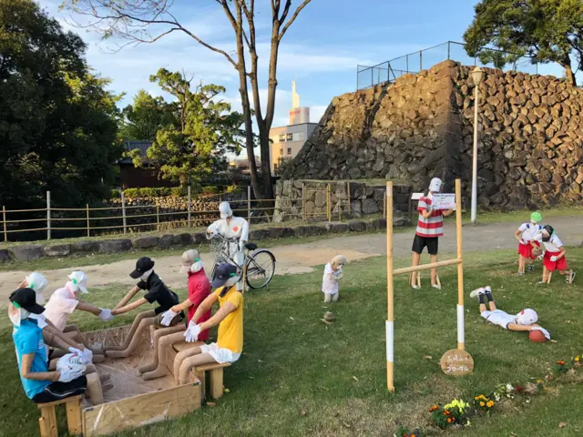 Rugby scarecrows