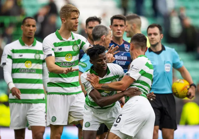 Celtic and Ross County players in a post-match row