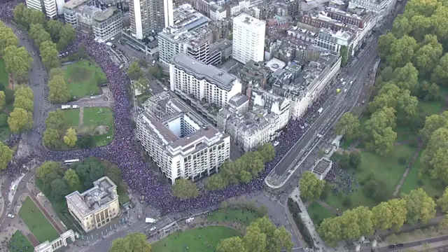 The march moves from Park Lane to Westminster