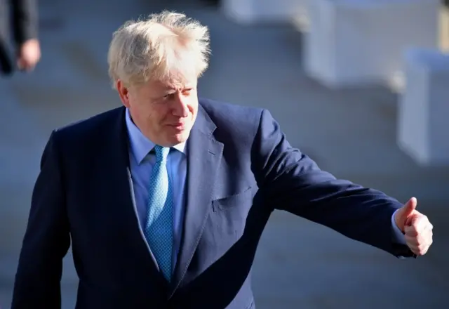 Boris Johnson arriving for big conference speech