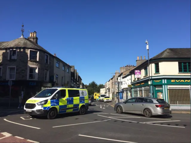 Police vehicles on Stricklandgate