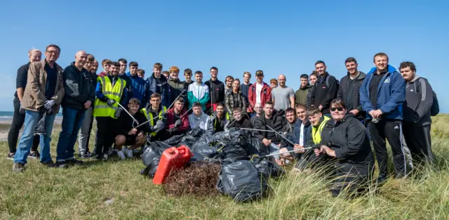 Group of beach cleaners