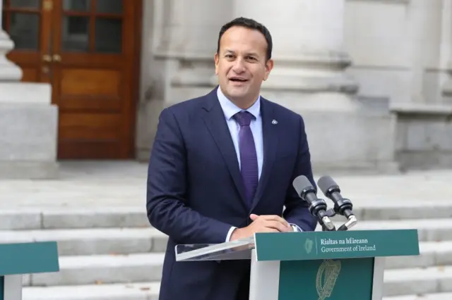 Irish prime minister Leo Varadkar outside government building in Dublin