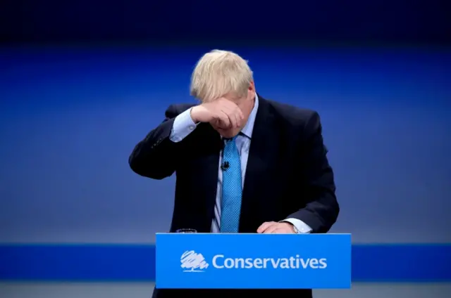 Boris Johnson during his conference speech