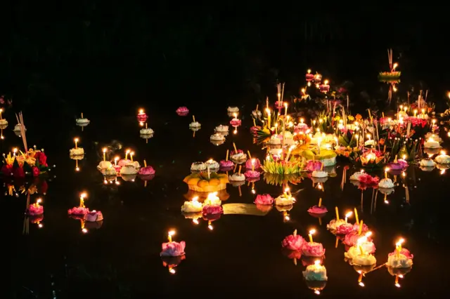 Reflections on the Water Flower Lanterns