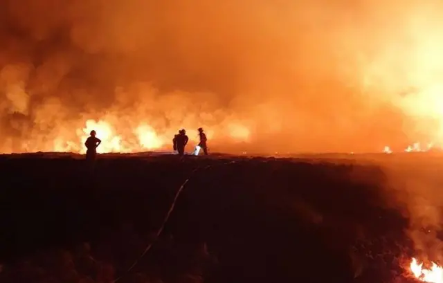 Firefighters tackle Marsden Moor blaze