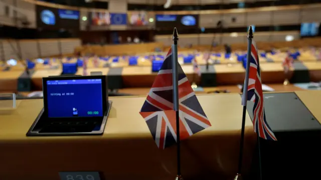 UK flags at the European Parliament