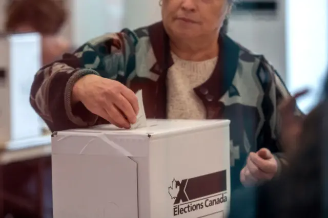 Woman voting in Ontario