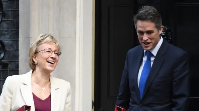 Andrea Leadsom and Gavin Williamson leave Number 10