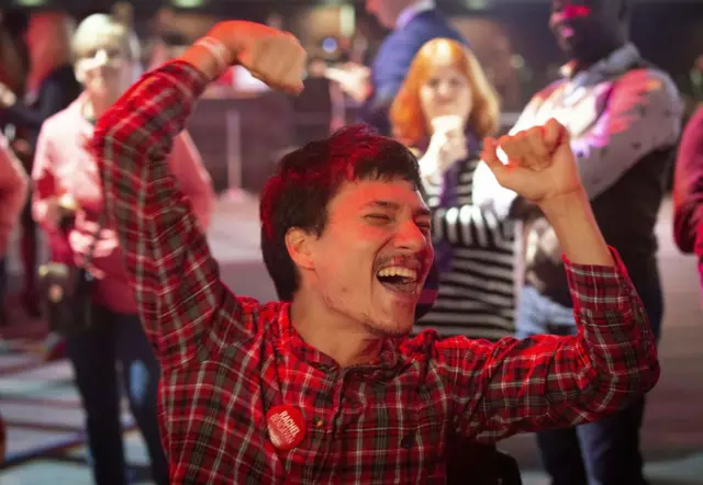 Supporter celebrates Liberal win