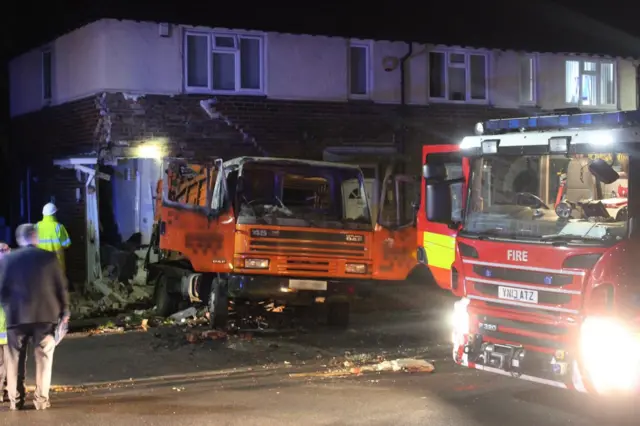 A lorry in a house