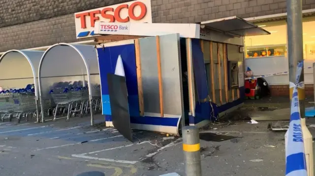 Debris around cash machine