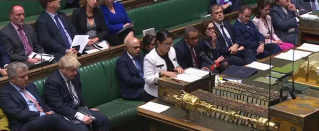 Priti Patel speaking in Parliament