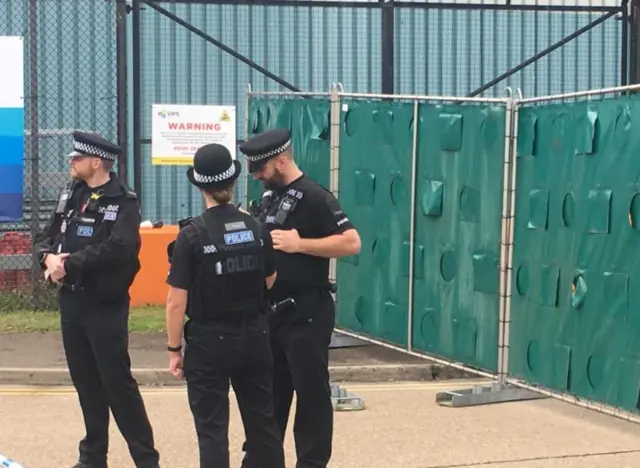 Police officers at Grays industrial estate