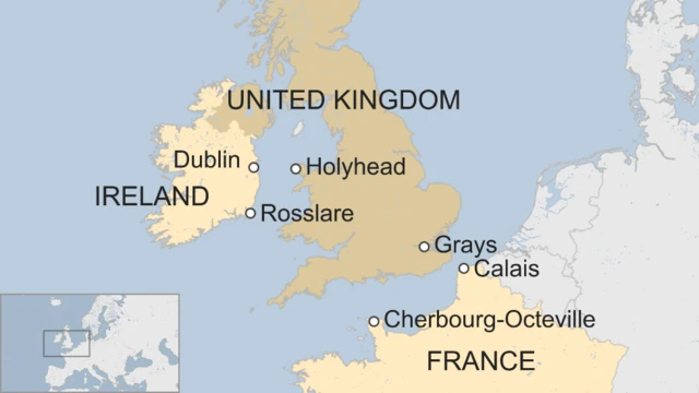 Map of UK, northern France and Ireland