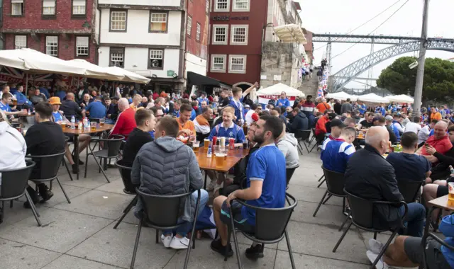 Rangers fans in Porto