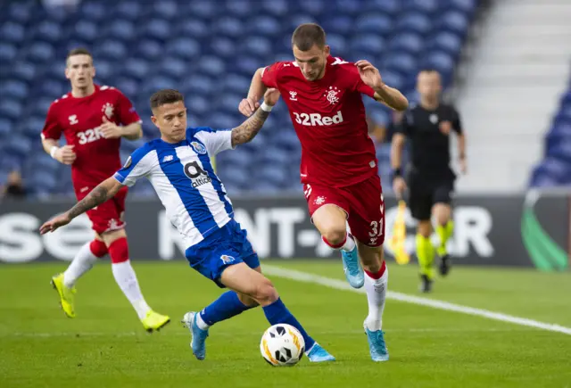 Rangers full-back Borna Barisic gets forward