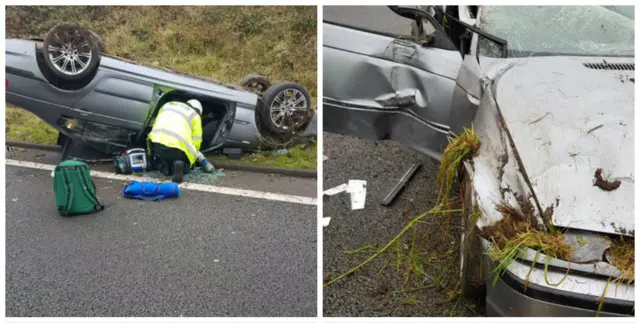 Overturned car