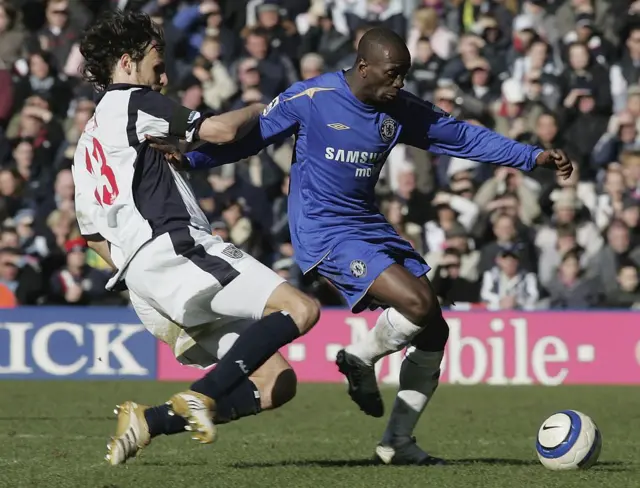 Here is Slovan Bratislava boss Jan Kozak tackling Claude Makelele in a West Brom match in 2006