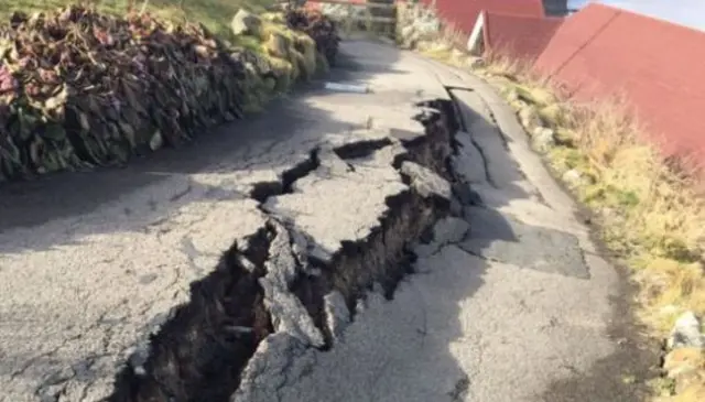 Cracked cliff path