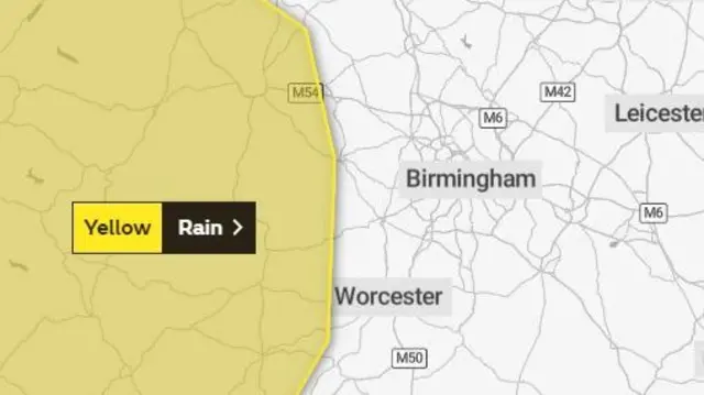 Area covered by Met Office warning