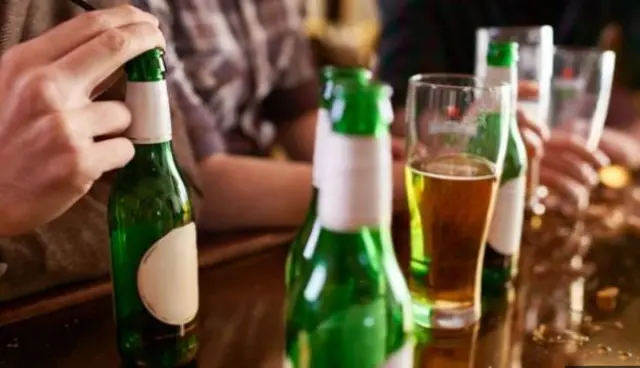 Alcohol bottles on bar