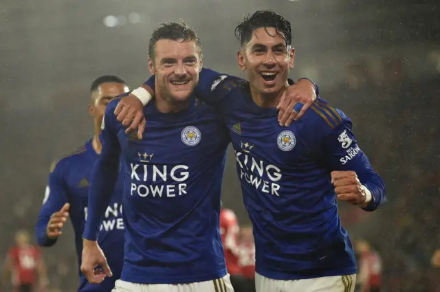 Leicester's Jamie Vardy and Ayoze Perez