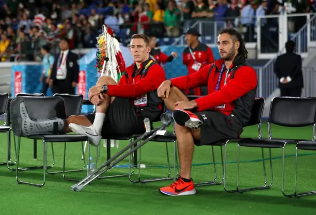 Wales injured players Liam Willams (left) and Josh Navidi