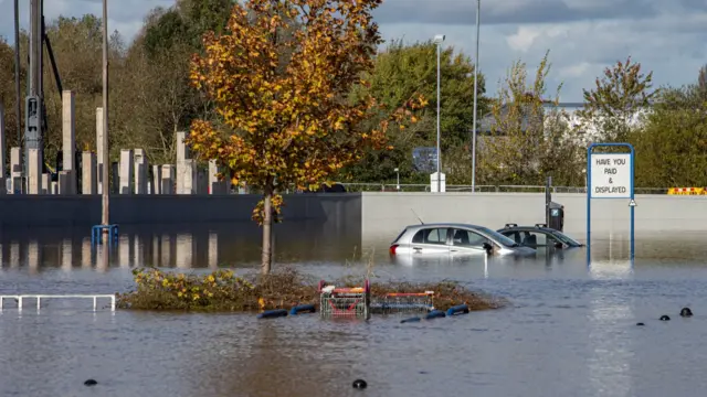 Flooded car park in Stafford