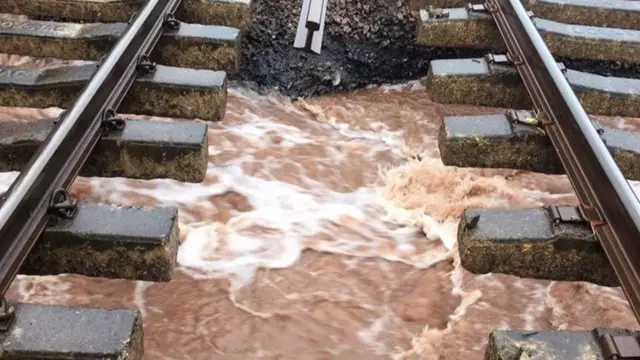 Flooding through railway tracks