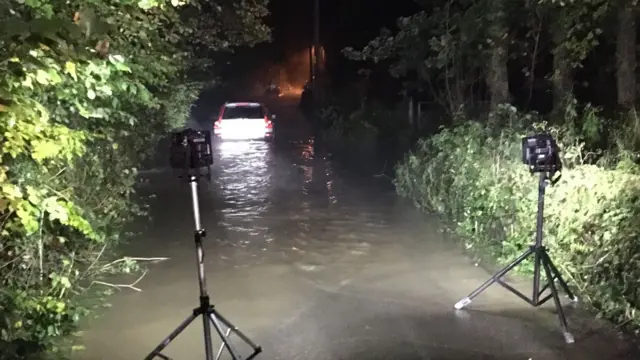 Car in flood water