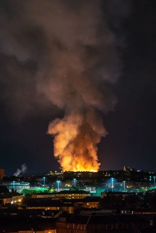 The blaze could be seen across the city