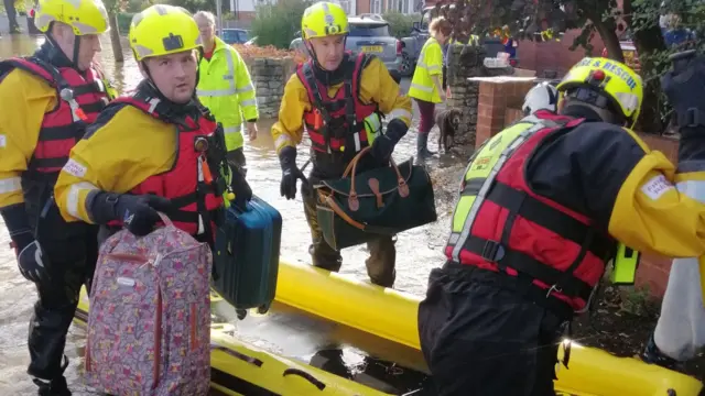 Fire crews rescuing from flooded properties in Hereford