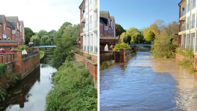 Before and after on River Sow