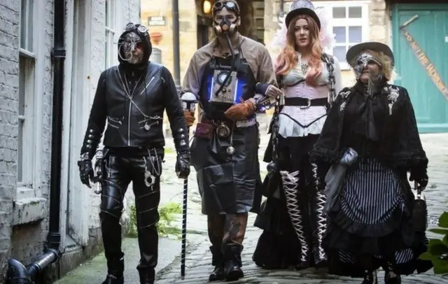 Four costumed Goths in Whitby