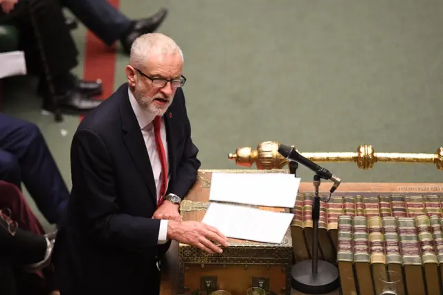 Labour's leader Jeremy Corbyn speaks at the despatch box